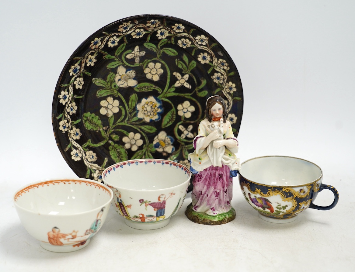 A group of European ceramics including New Hall, Worcester, Flight Barr & Barr, Chelsea, Bloor Derby, Meissen etc. Condition - poor to fair